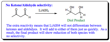 No aldehyde/ketone selectivity